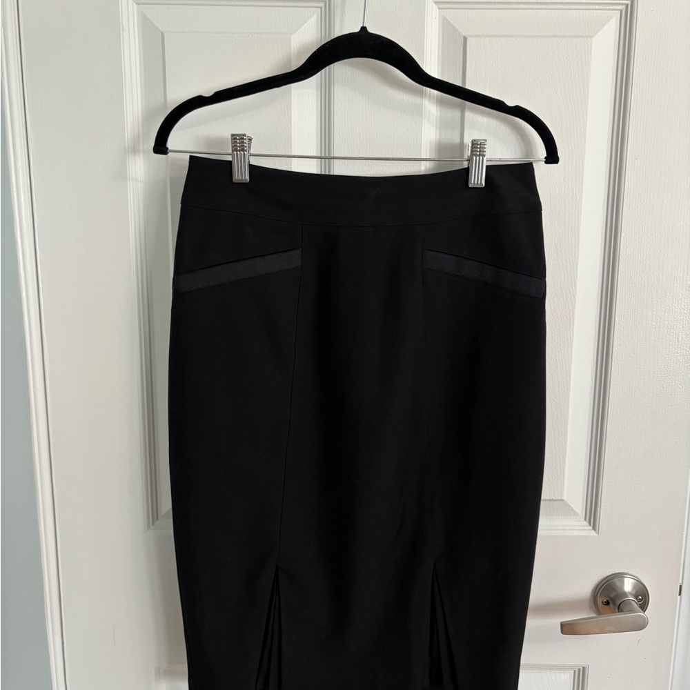 Black Pencil Skirt with Pleated Detailing